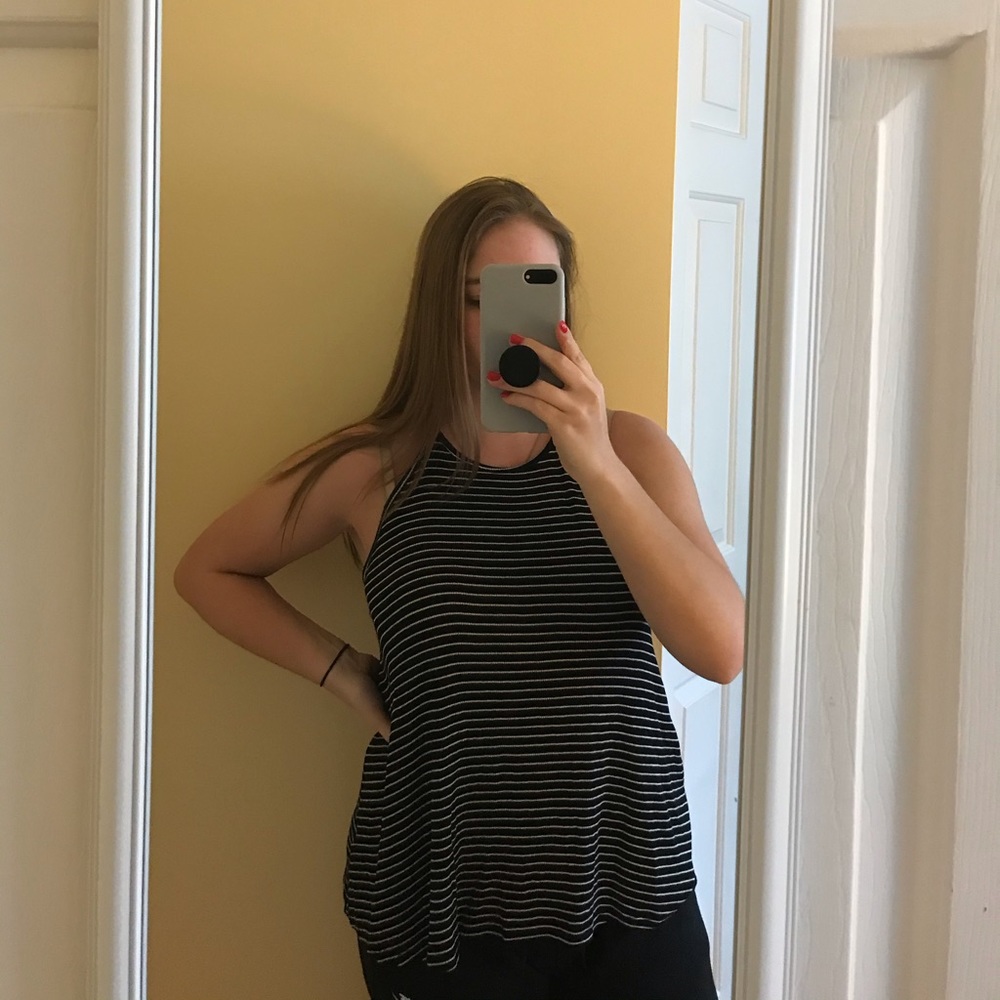 black and white striped tank top